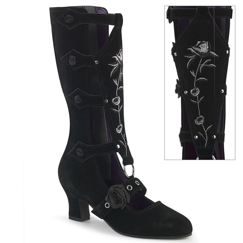 Demonia Whimsy 118 - Heel Mid-Calf Boot Women Knee-High Boots Black USA | KZ8-18051T0