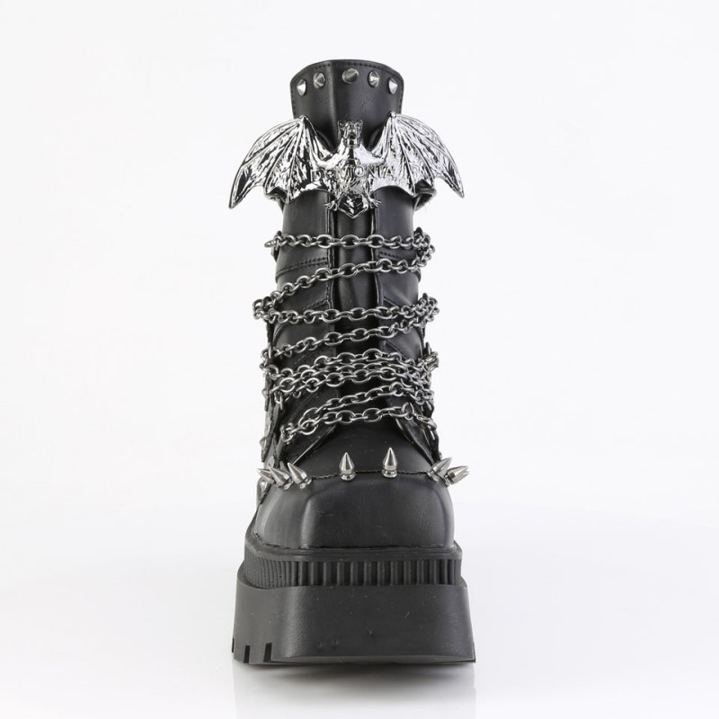 Demonia Wrath 55 - Chunky Heel Square-Toe Platform Women Ankle Boots Black USA | YU6-32883D2