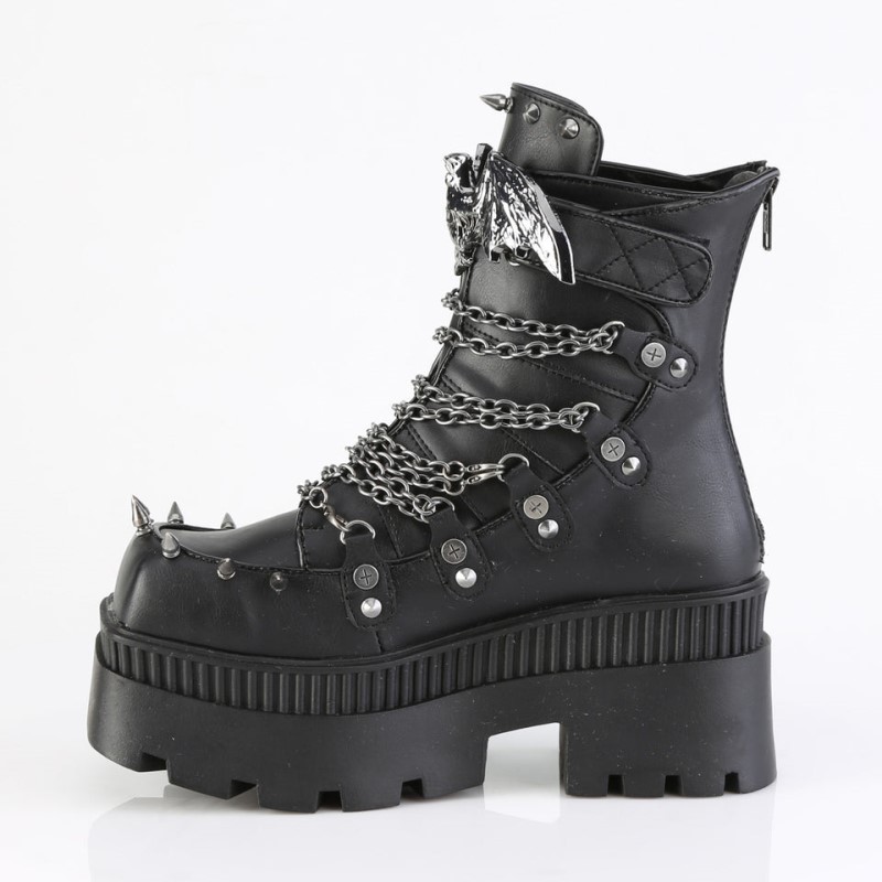 Demonia Wrath 55 - Chunky Heel Square-Toe Platform Women Ankle Boots Black USA | YU6-32883D2