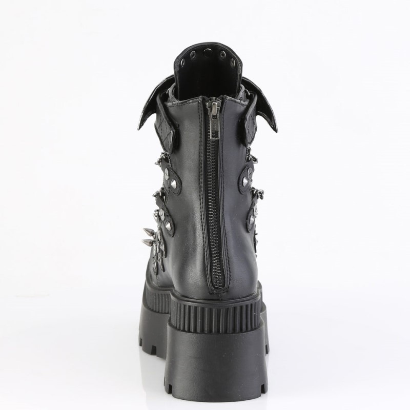 Demonia Wrath 55 - Chunky Heel Square-Toe Platform Women Ankle Boots Black USA | YU6-32883D2