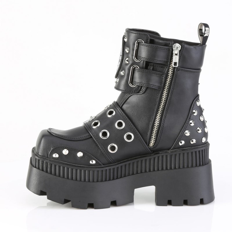 Demonia Wrath 58 - Chunky Heel Square-Toe Platform Women Ankle Boots Black USA | DP1-25122V0